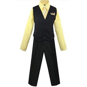 Size 5 Luca Gabriel Toddler Boys' 4 Piece‎ Vest Shirt Tie Pant/Hanky Set,...